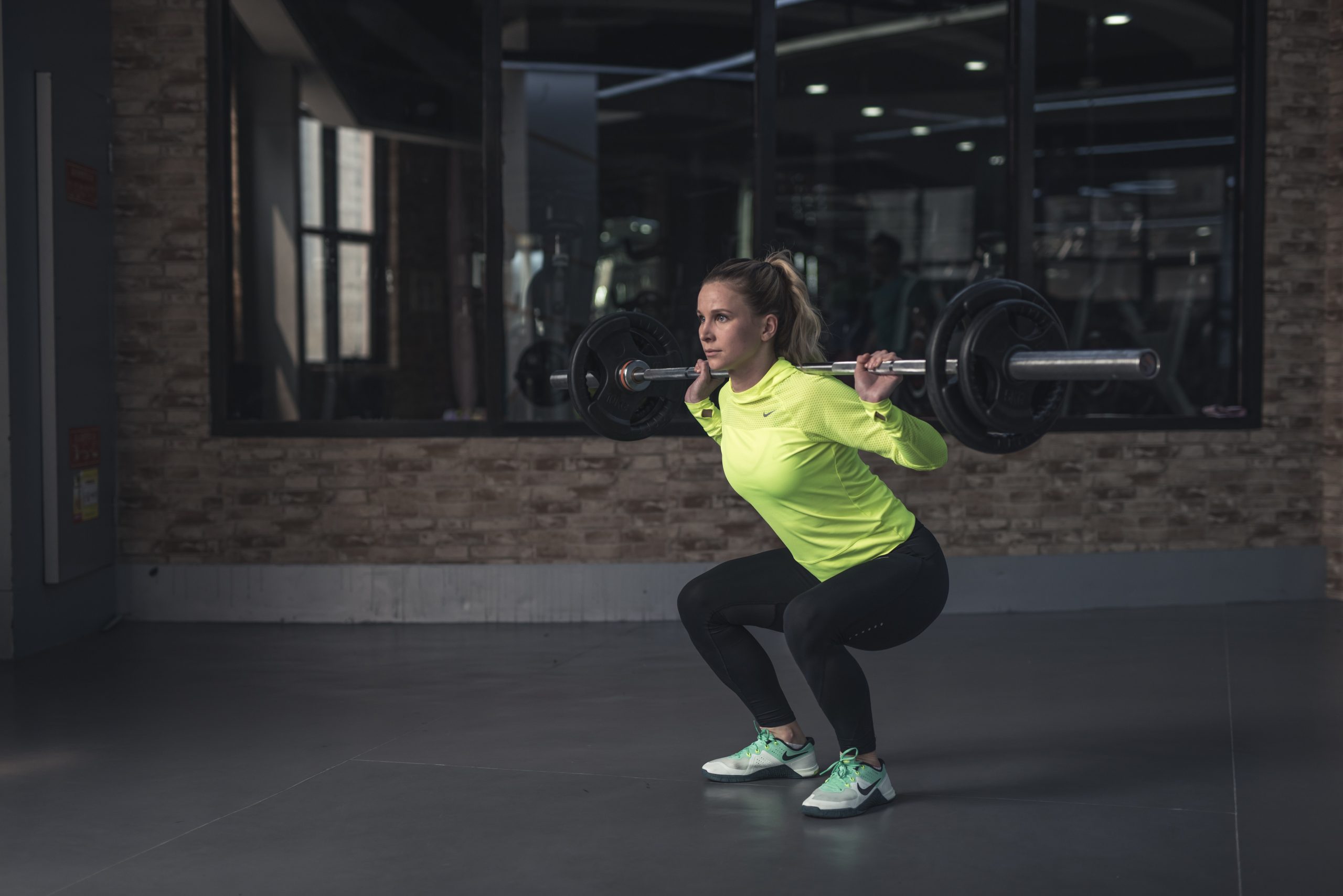 woman training squat
